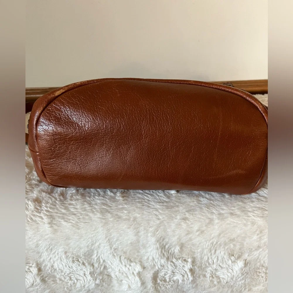 Cole Haan Brown Premium Leather Bucket Bag with Stitching Detail